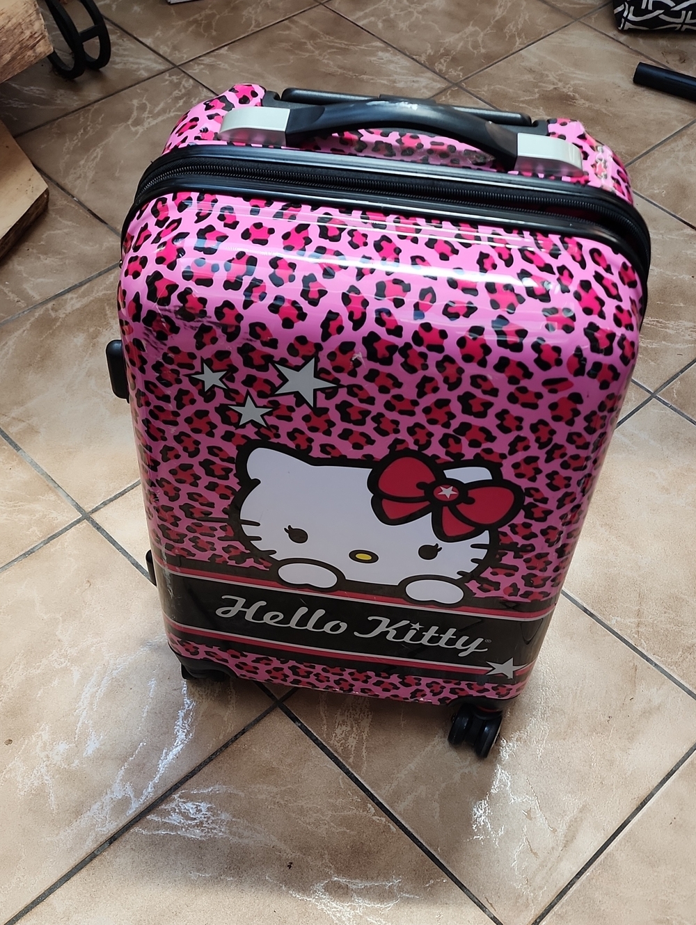 Hello Kitty Pink Leopard Kids Spinner Luggage 4 Wheels